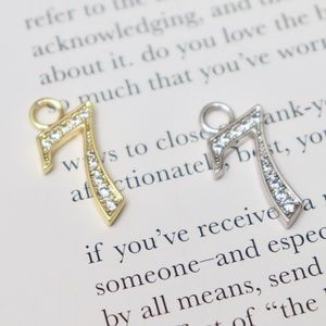 Iced Out Lucky Number 7 Pendant 14k White Gold